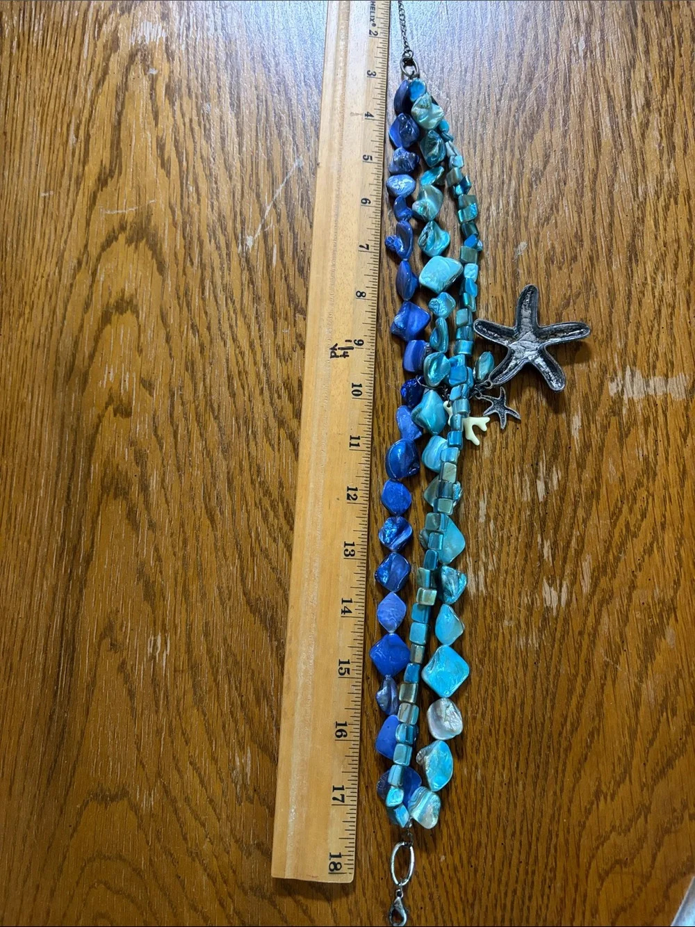Blue Shell & Bead Multi-Strand Bracelet